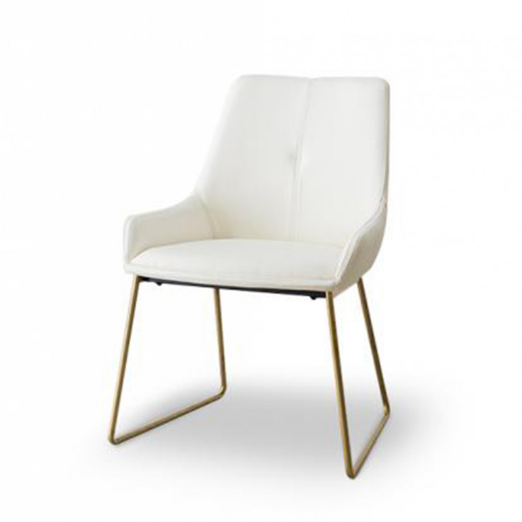 ATTICUS CHAIR -WHITE PU/ BRASS LOOK BASE