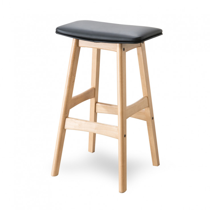 GANGNAM STOOL – BLACK PU NATURAL