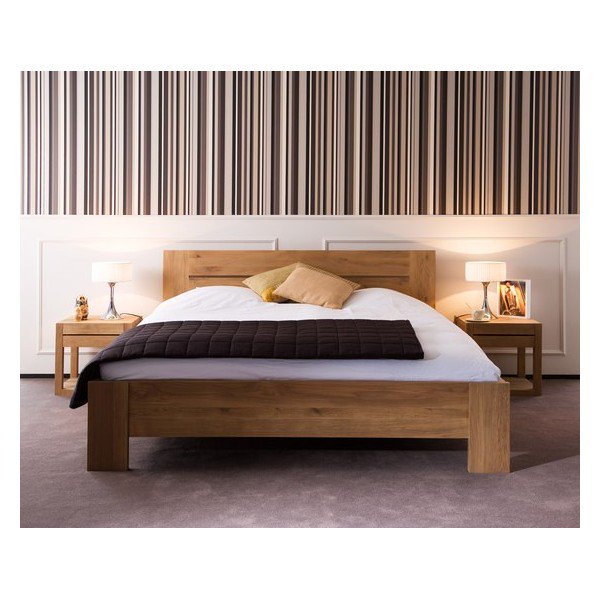 Oak Azur bed Queen size - with solid sla