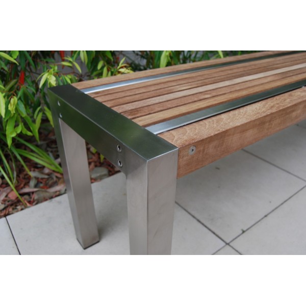 Teak and SS Dining bench 225cm