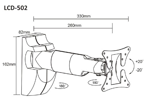 ADJUSTABLE SWIVEL & TILT WALL BRACKET FO