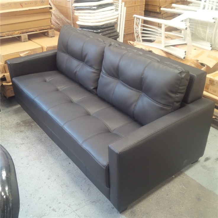 PRICEWORTH 3 SEATER PU LEATHER SOFA - BL