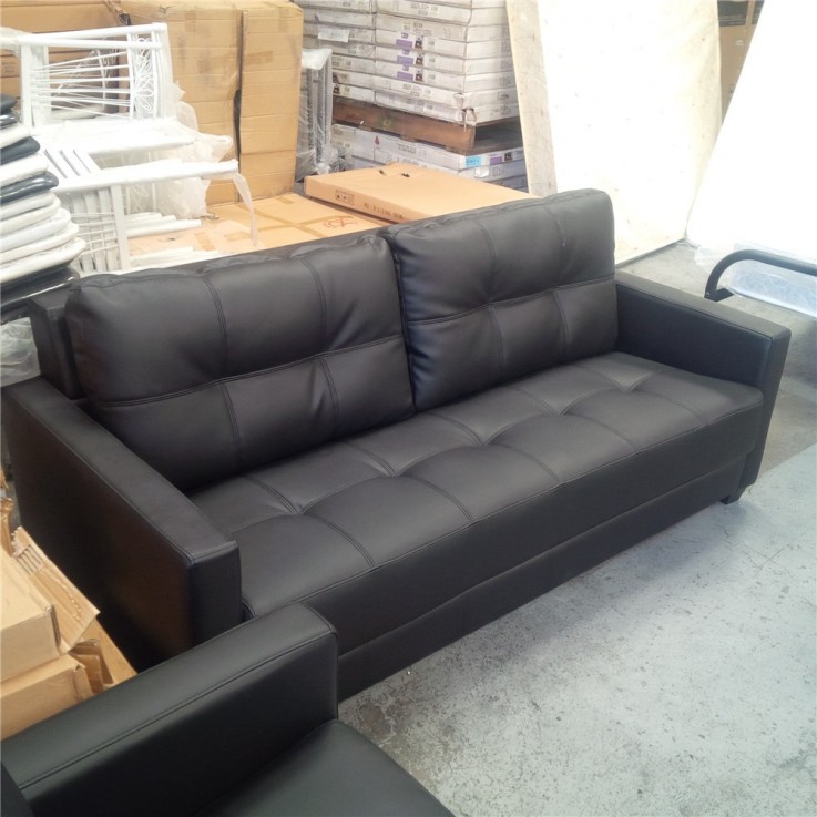 PRICEWORTH 3 SEATER PU LEATHER SOFA - BL