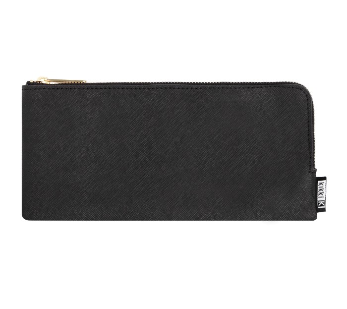 TEXTURED LEATHER PENCIL CASE: BLACK