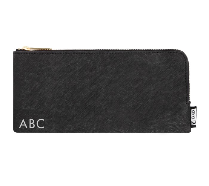 TEXTURED LEATHER PENCIL CASE: BLACK