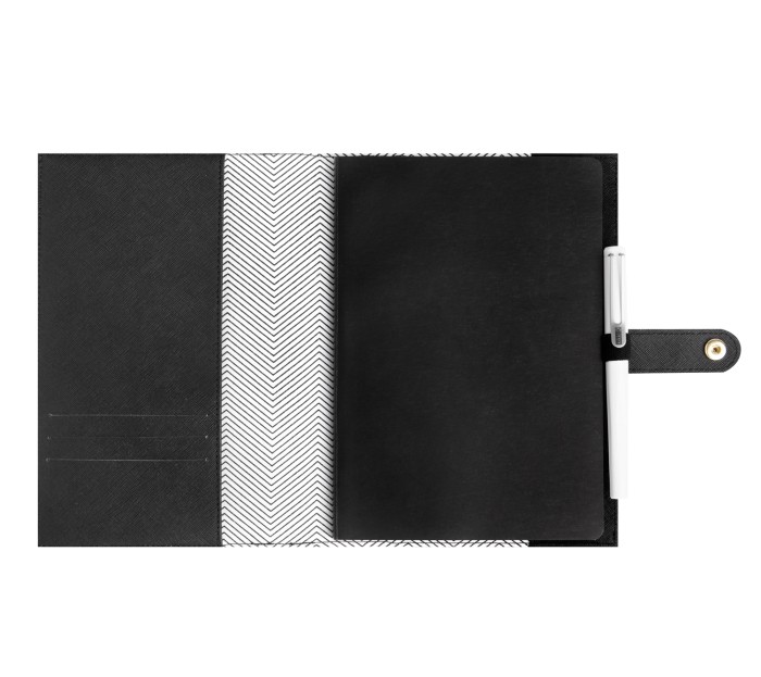 TEXTURED A5 LEATHER NOTEBOOK: BLACK