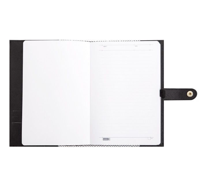 TEXTURED A5 LEATHER NOTEBOOK: BLACK