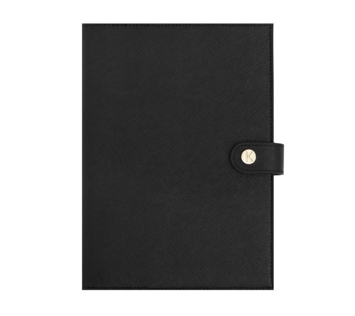 TEXTURED A5 LEATHER NOTEBOOK: BLACK