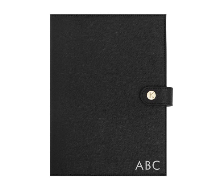 TEXTURED A5 LEATHER NOTEBOOK: BLACK