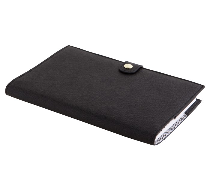 TEXTURED A5 LEATHER NOTEBOOK: BLACK