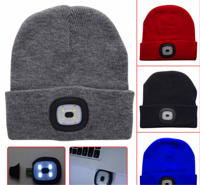 winter hat with Led light ,rechargeable55