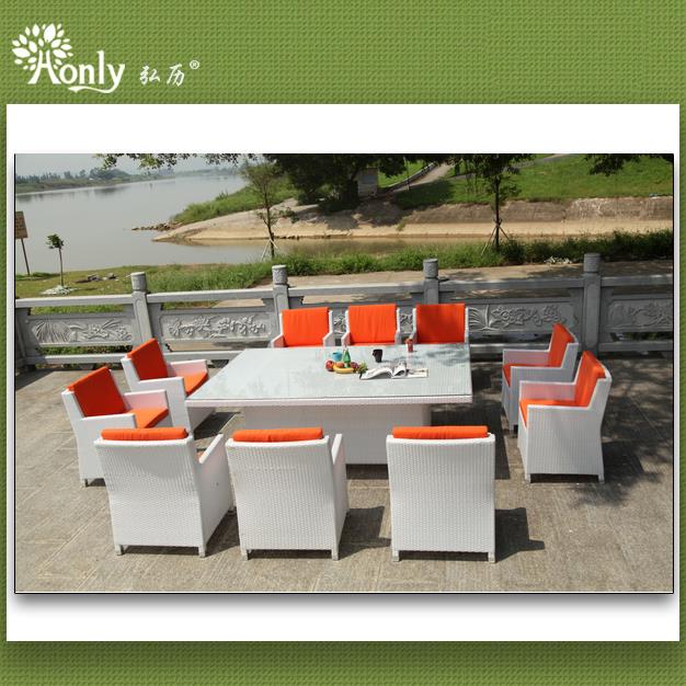 Aluminum Rattan Rectangle Dining Table And Chairs Set77