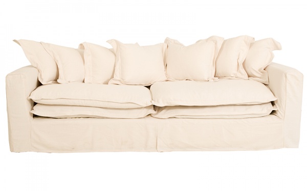 Soho 3 Seater in Linen White Fabric