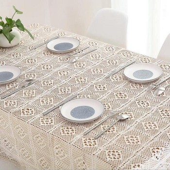 Indoor Outdoor Pastoral Hollow Cotton Handmade Crochet Tablecloth for Spring/Summer/Party/Picnic78