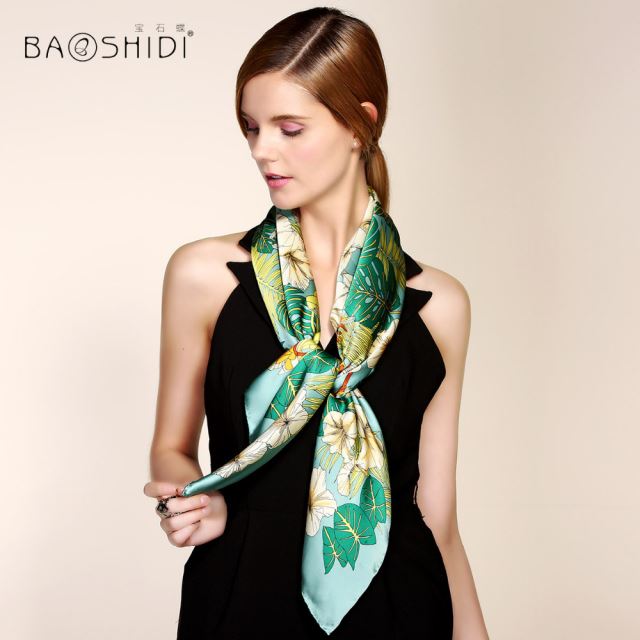 Cheapest Price 100% Silk Satin Fabric Women Square Pattern Scarf66