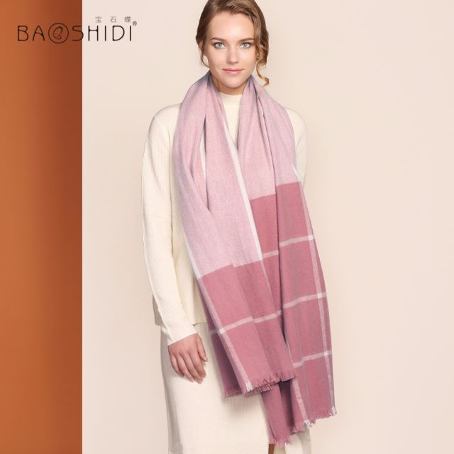 Factory Price 100% Cashmere Fashion Plaid Women Scarf Pashmina65