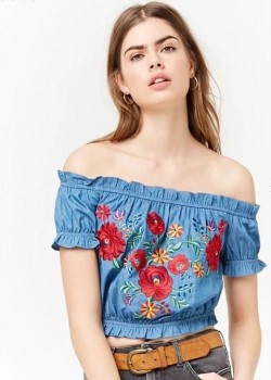 Floral Embroidered Off-the-Shoulder Top12