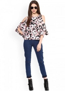 Floral Print Cold-Shoulder Top68