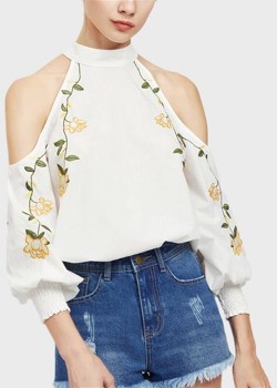 Embroidered Cold-Shoulder Top75