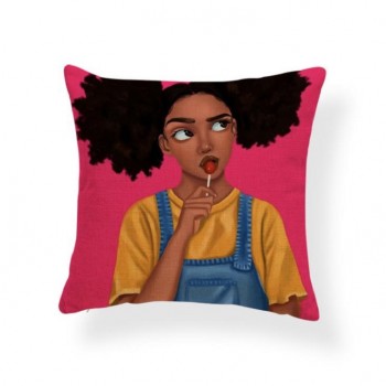 Black Girl Throw Pillow Cases,African American Sexy Afro Girl,Pillow Covers Decorative 18x18 Pillowcase Cushion Covers with Zip58