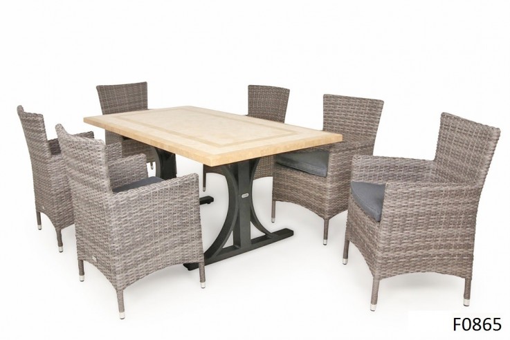 Meridian-Verona 7pc Stone Dining Set