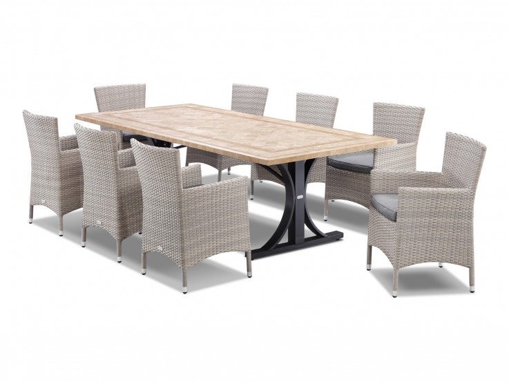 Meridian-Verona 9pc Stone Dining Set