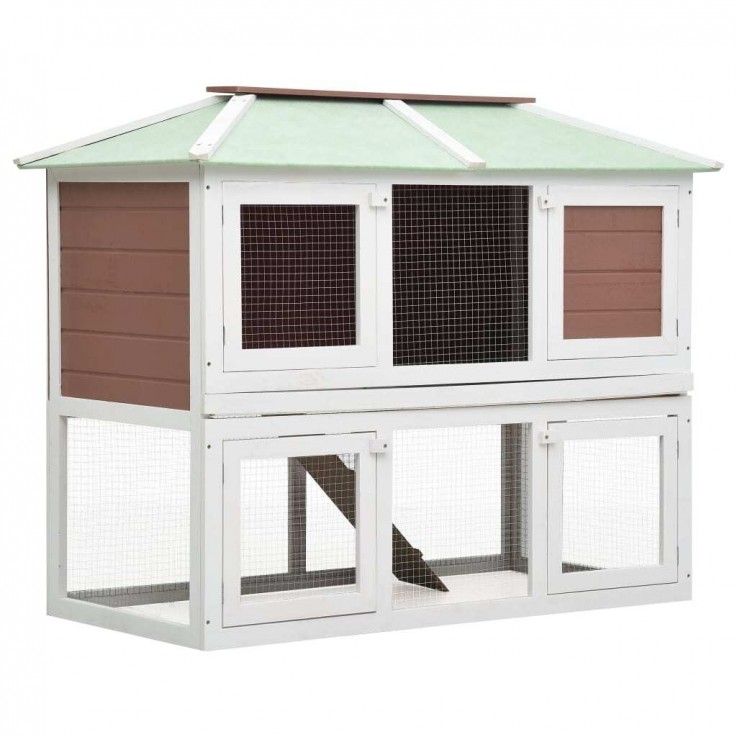 ANIMAL RABBIT CAGE DOUBLE FLOOR BROWN