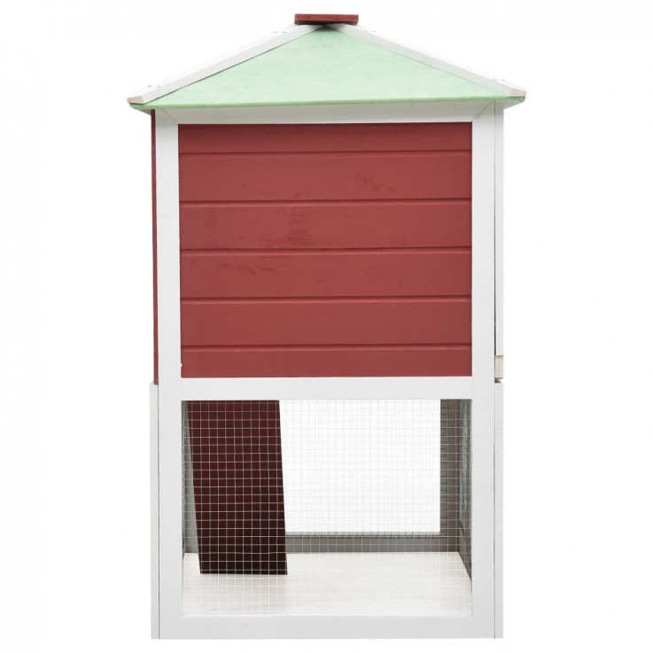 ANIMAL RABBIT CAGE DOUBLE FLOOR RED WOOD