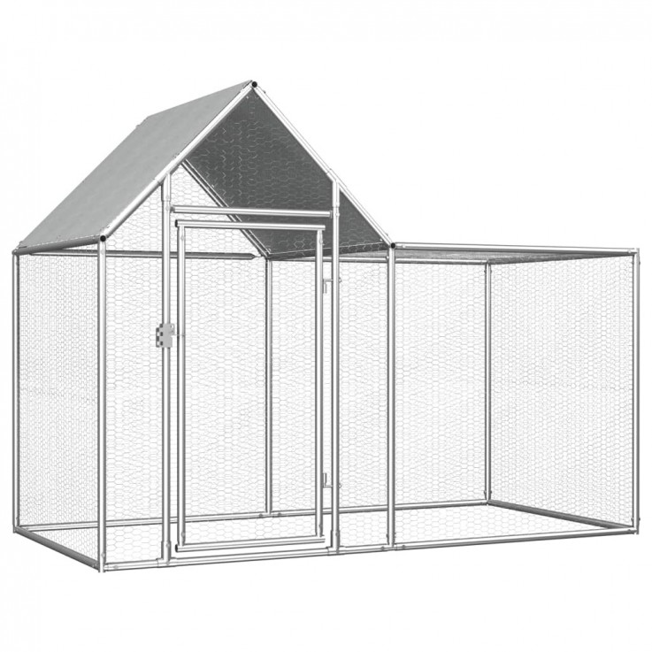 CHICKEN COOP 2X1X1.5 M GALVANISED STEEL