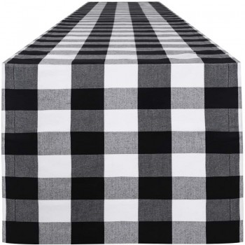 Buffalo Plaid Table Runner 14''x72'' Black And White Check Christmas Table Runner35