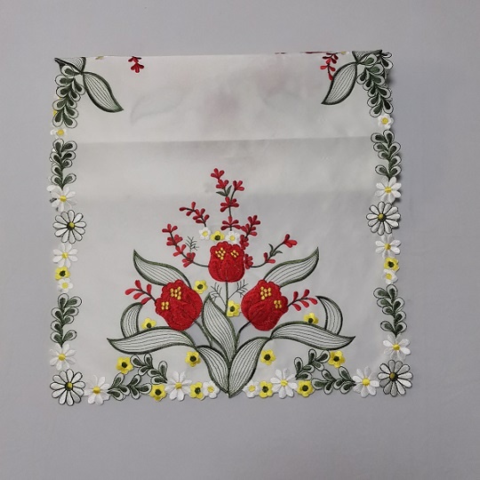 Embroidered Beautiful Flowe Table Runner, Elegant Decoration Summer Red Tulip Table Linens Table Flag40