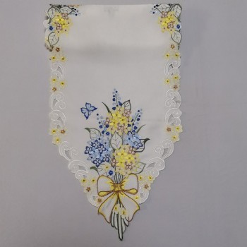 Hot selling for Amazon Embroidered Table Runner with Beautiful Blue And Yellow Flowers Table Flag9