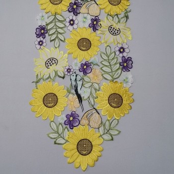 Hot selling for Amazon Embroidered Table Runner with Beautiful Hollow Sunflower Table Flag99