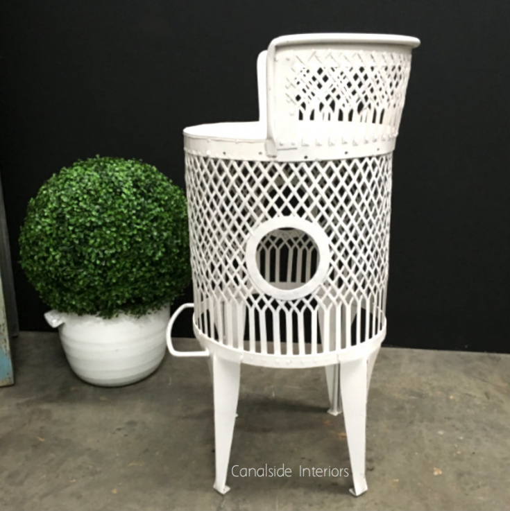 Boho Bar Stool - Distressed White