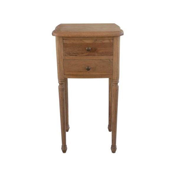 TWO DRAWERS OAK SIDE TABLE