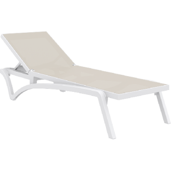 Lyon Sunlounger - White - Taupe