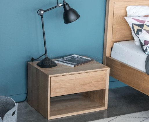 COPENHAGEN SOLID OAK WIDE BEDSIDE TABLE 