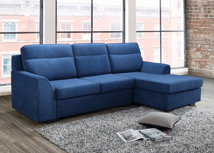 Fantastic Fabric sofa with chaise in Blu