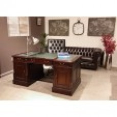 EVERINGHAM DESK GREEN LEATHER 1600 TEA B