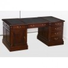 EVERINGHAM DESK WITH RETURN BLACK LEATHE