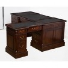 EVERINGHAM DESK WITH RETURN BLACK LEATHE