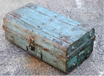 Blue Vintage Metal Travel Trunk Storage 