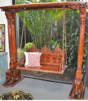 Unique Antique Teak Timber Vintage Swing