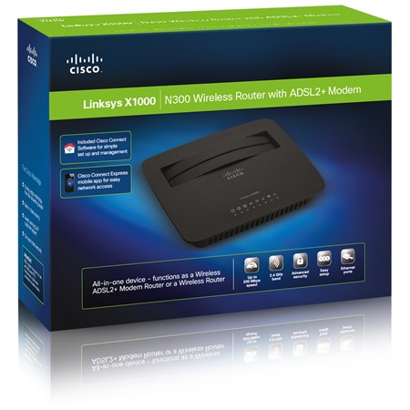 Linksys X1000 ADSL2+ N300 Modem Router w