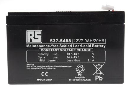 RS Pro RS7-12 12V Lead Acid Battery, 7Ah