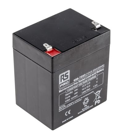 RS Pro RS5-12 12V Lead Acid Battery, 5Ah