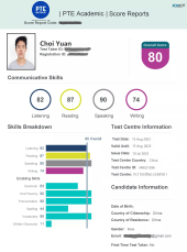 PTE Examination Results and Certificate