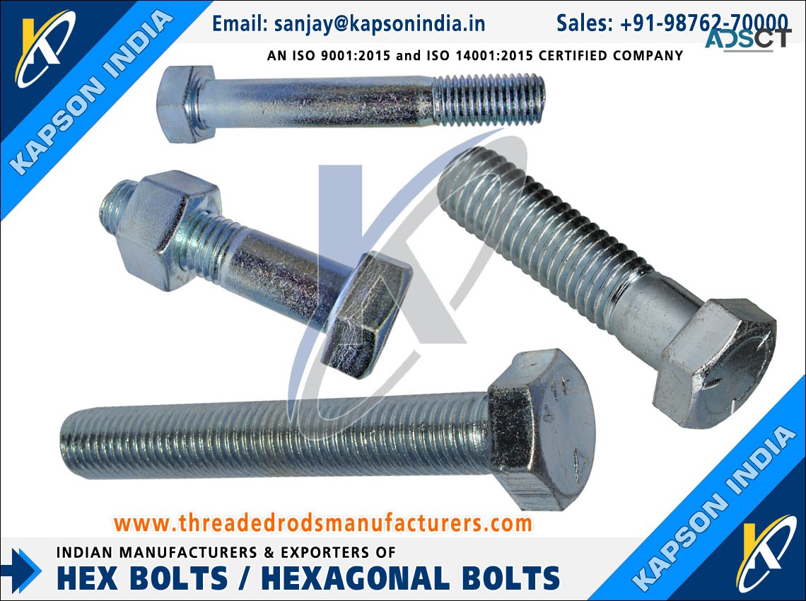 Threaded Rods & Bars, Hex Bolts, Hex Nuts Fasteners manufactures exporters