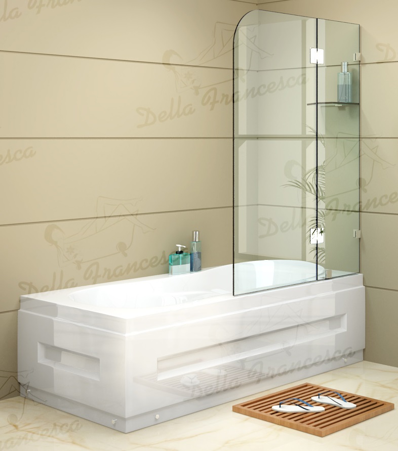 900 x 1450mm Frameless Bath Panel 10mm Glass Shower Screen By Della Francesca  Z2447