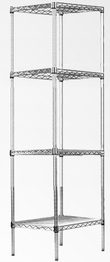 Modular Chrome Wire Storage Shelf 450 x 450 x 1800 Steel Shelving  Z2488